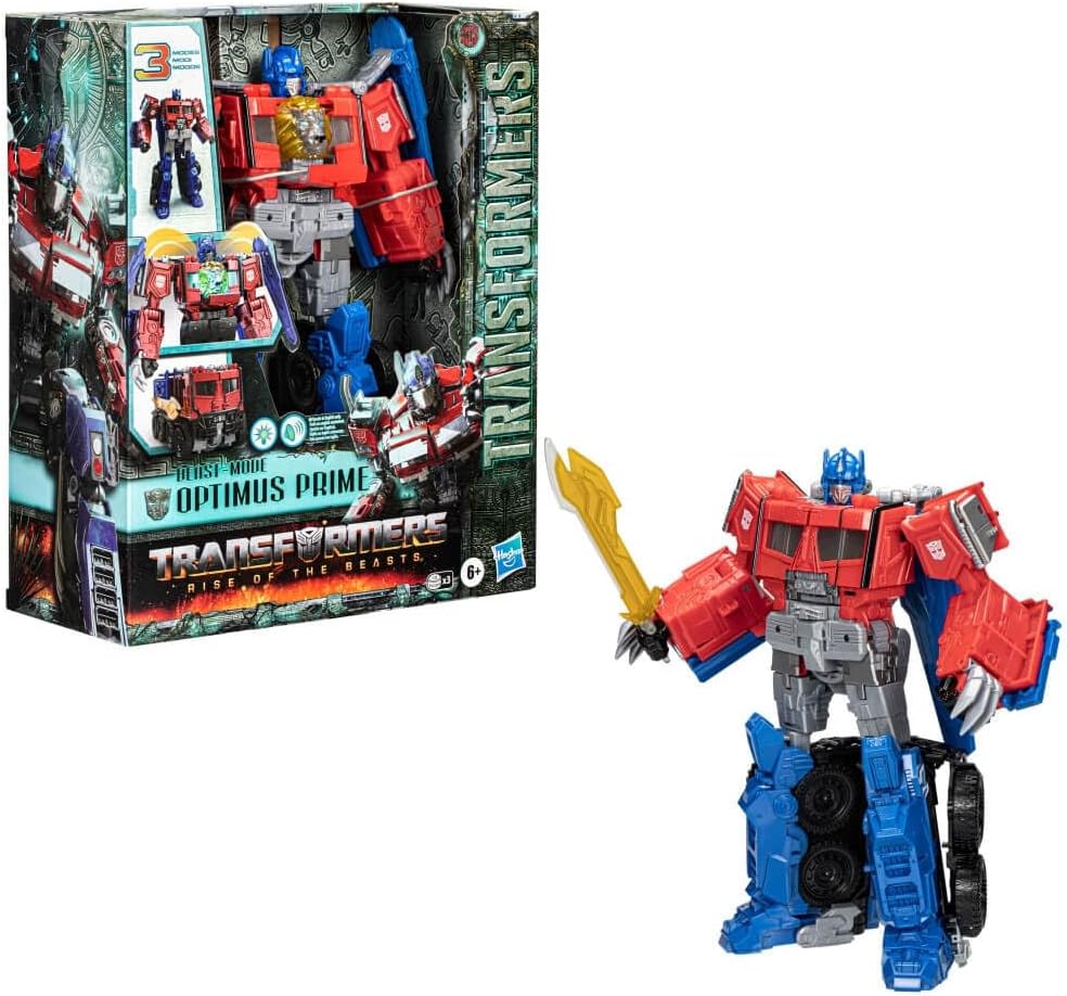 Transformers Toys Rise of The Beasts Beast-Mode Optimus Prime Action Figure