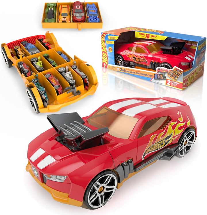 Hot Wheels 2 in 1 Race N Haul Storage Case Red