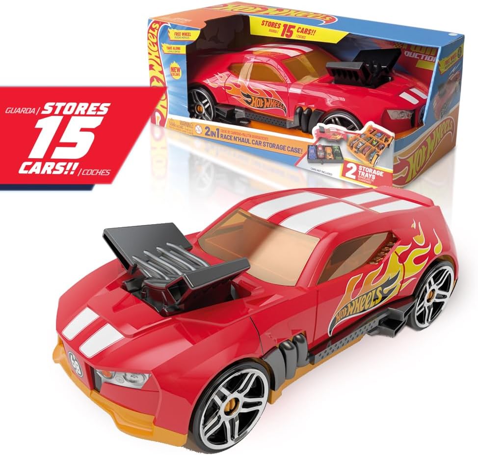 Hot Wheels 2 in 1 Race N Haul Storage Case Red