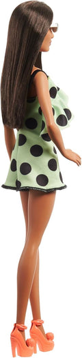 Barbie Brunette with Polka Dot Romper Doll, close-up detail