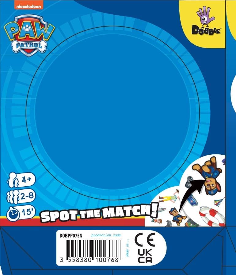 Dobble Paw Patrol Card Game, in display