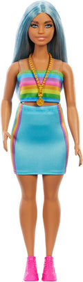 Barbie Blue Hair & Rainbow Top Fashion Doll - Image 4