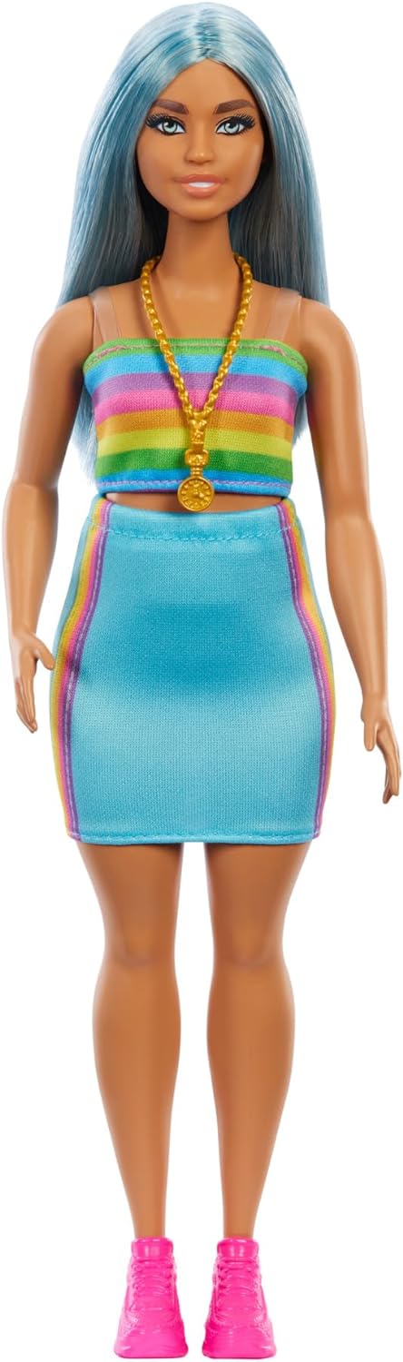 Barbie Blue Hair & Rainbow Top Fashion Doll - Image 4