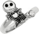 Nightmare Before Christmas White & Black Silver Plated Clear Stone Ring