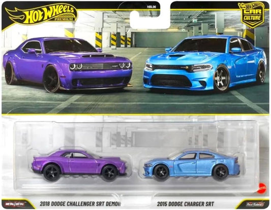 Hot Wheels Premium Car Culture 2018 Dodge Challenger SRT Demon & 2015 Dodge Charger SRT Twin-Pack
