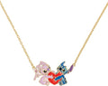 Disney Stitch and Angel Enamel Heart Necklace