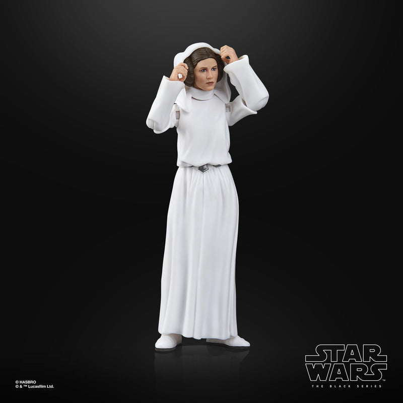 Star Wars Princess Leia Organa Episode IV Black Series Actio, in display