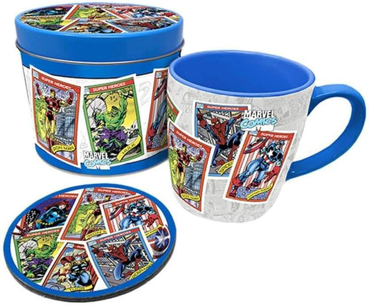 Marvel Comics Retro Collectors Cards Mug and Coaster Gift Tin Set