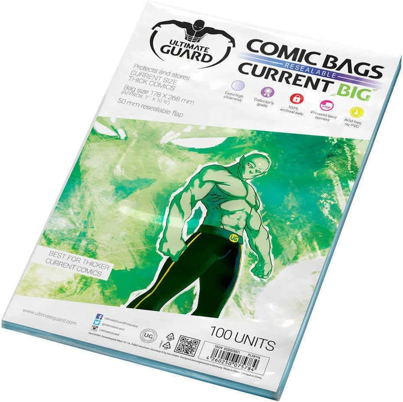 Ultimate Guard BIG Comic Bags Resealable Current Size 100 Pack