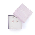 Disney Minnie Mouse Silver Plated Pink Crystal Stud Earrings, in display