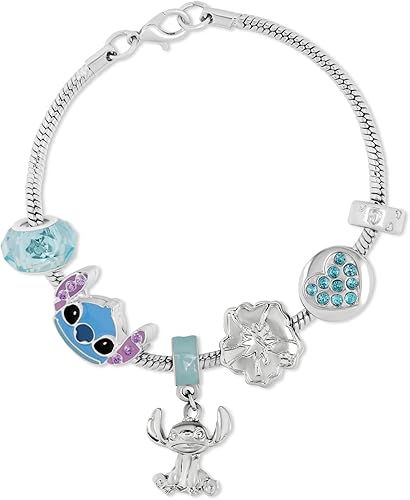 Disney Stitch Silver Plated Charm Bracelet