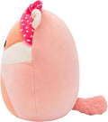 Squishmallows Rostam the Peach Badger With a Heart Bandana Valentines 7.5 Plush, in display