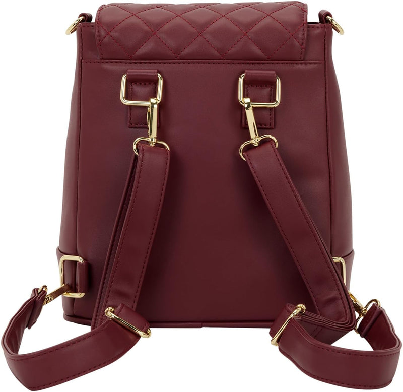 Loungefly - The Lilly Red Convertible Mini Backpack & Crossbody Pin Trader Bag side angle