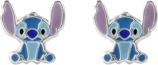 Disney Sterling Silver 925 Stitch Enamel Fill Stud Earrings