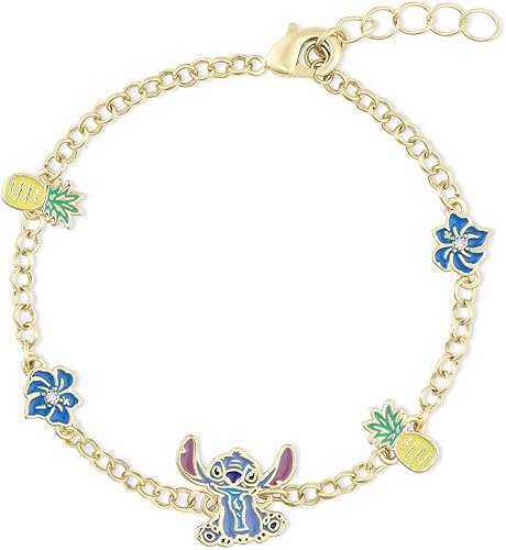 Disney Gold Stitch Pineapple & Flower Bracelet