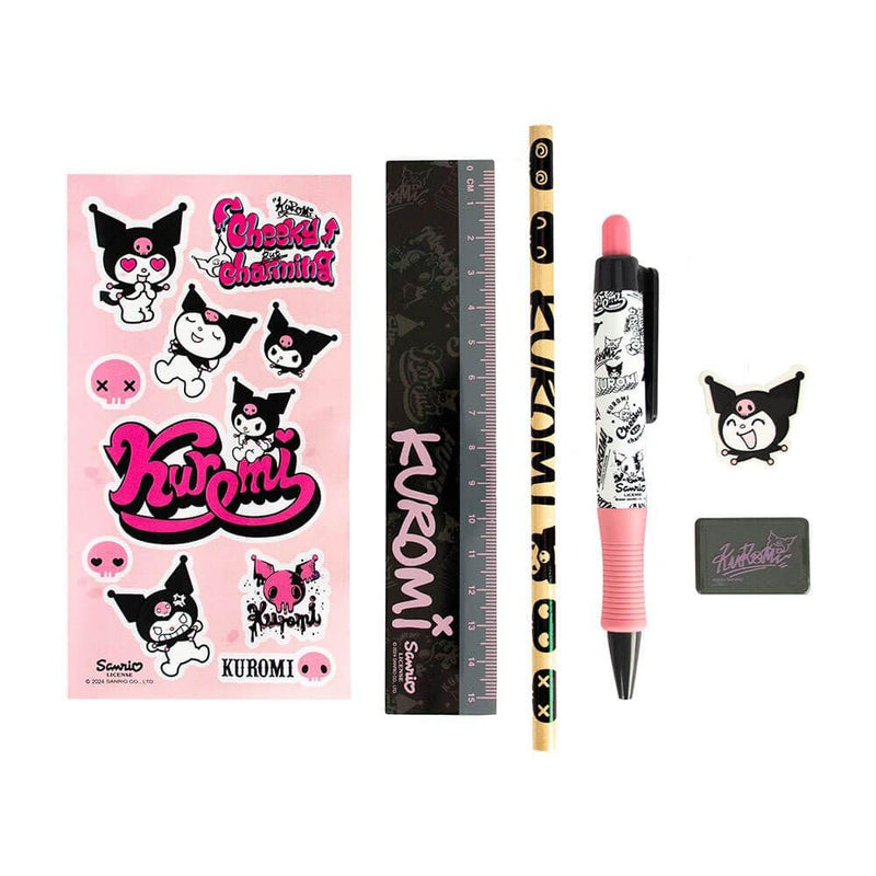 Kuromi 6pc Stationery Set, rear view