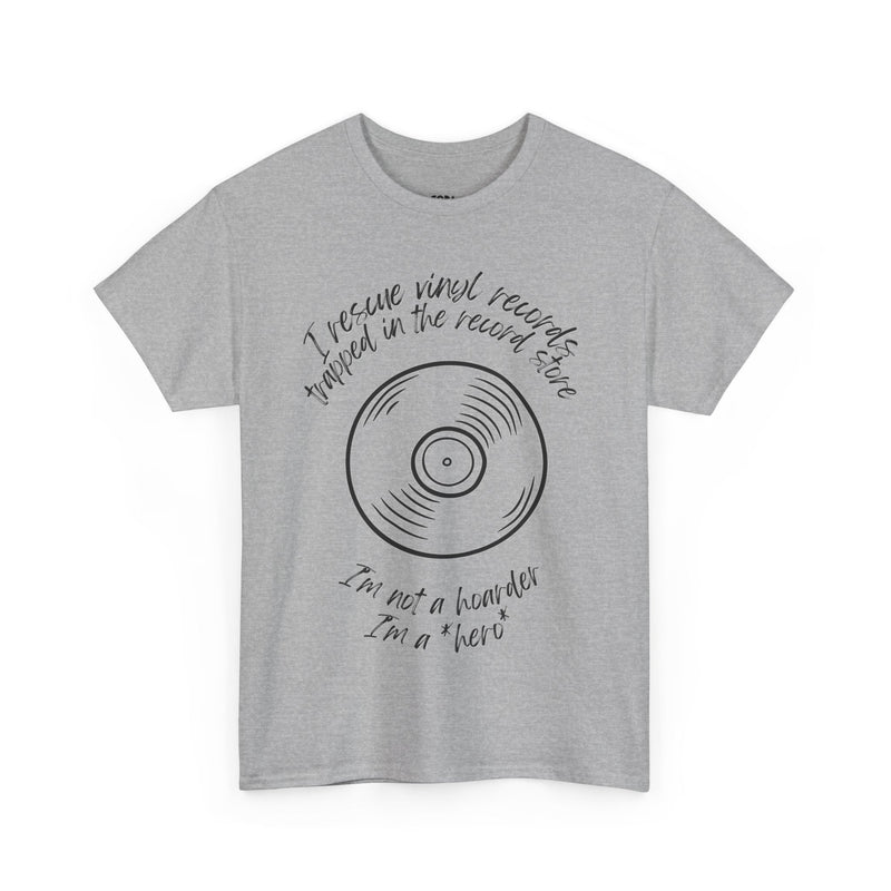 'I'm Not a Hoarder, I'm a Hero' Men's Vinyl T-Shirt, rear view