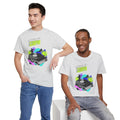 'Living at 33rpm' Flouro Men's T-Shirt, size reference