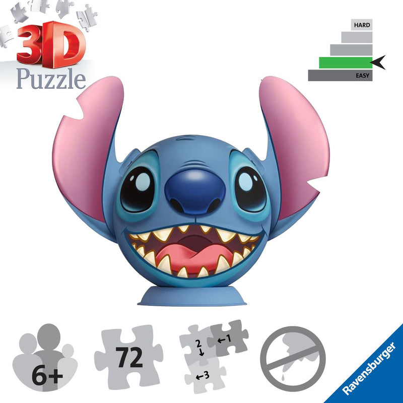 Stitch with Ears 72 Piece 3D Puzzle Ball - Image