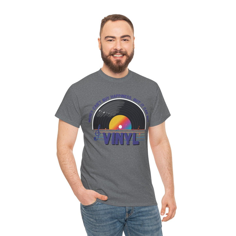 'Money Can't Buy Happiness, But It Can Buy Vinyl' Men's T-Shirt, rear view