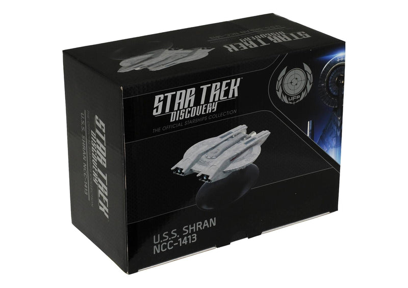 U.S.S. Shran NCC-1413 (Magee-class) Discovery Ships Model Diecast Ship SSDUK011 (Eaglemoss / Star Trek), in display