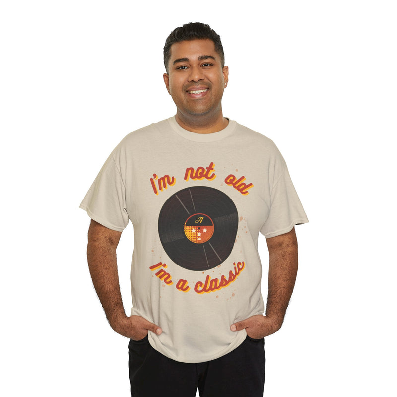 'I'm Not Old, I'm a Classic' Men's Vinyl Record T-Shirt, rear view
