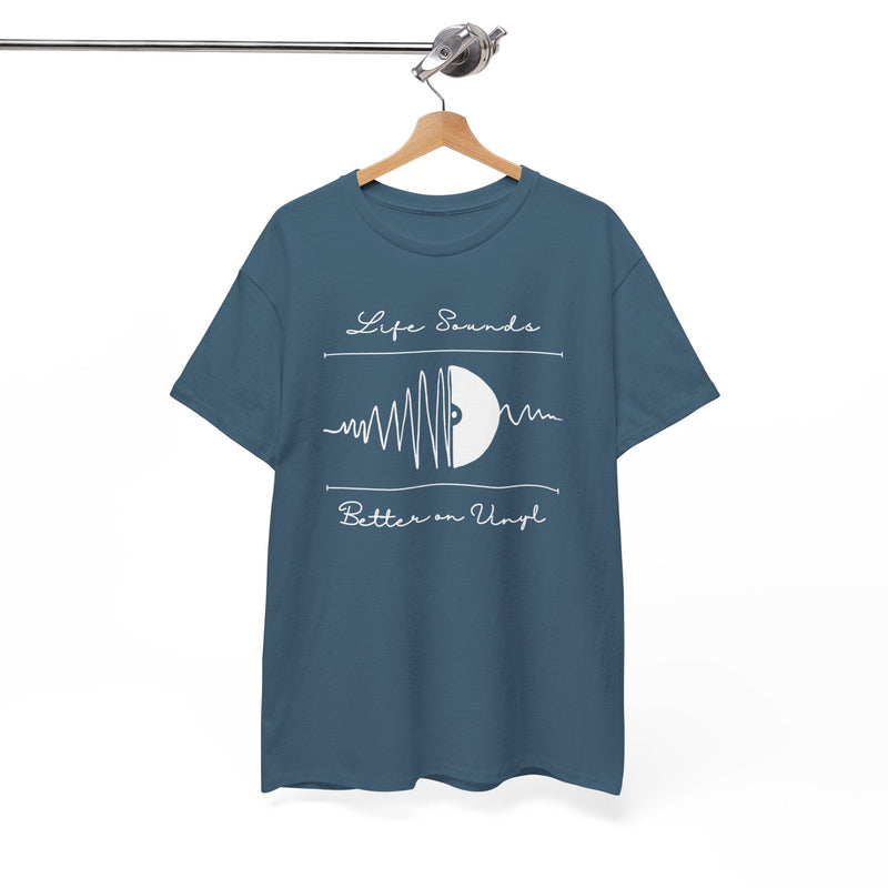 'Life Sounds Better on Vinyl' Men's T-Shirt, in display