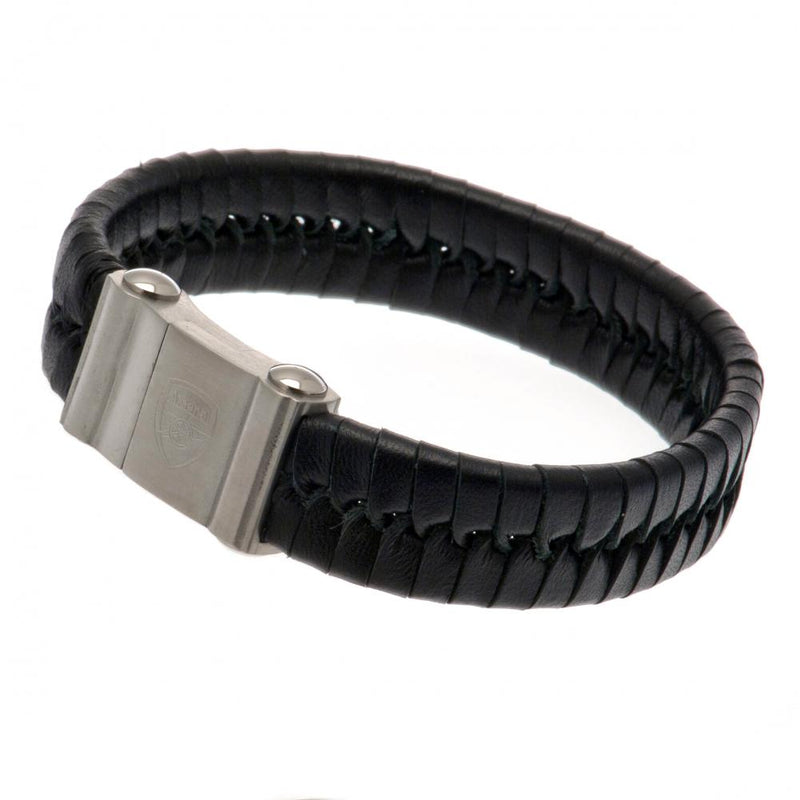 Arsenal FC Single Plait Leather Bracelet, alternate view