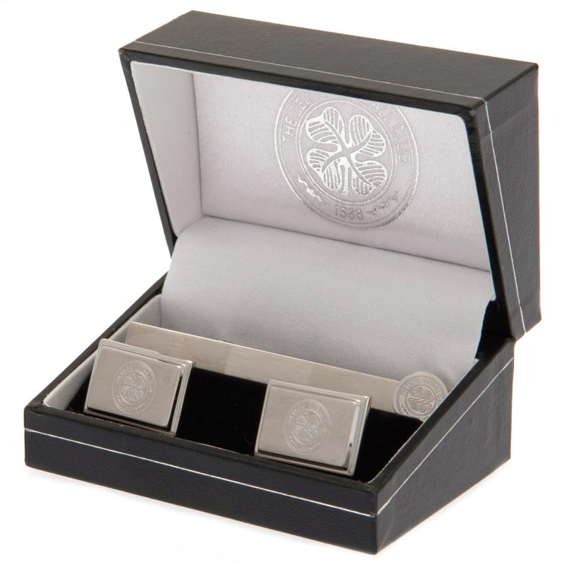 Celtic FC Tie Slide & Cufflink Set, close-up detail
