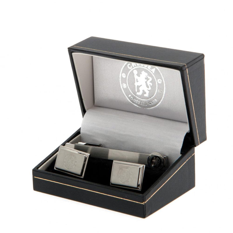 Chelsea FC Tie Slide & Cufflink Set, close-up detail