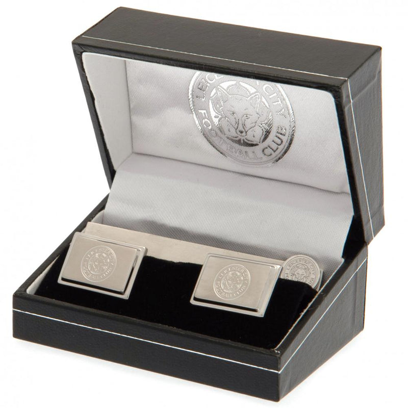 Leicester City FC Tie Slide & Cufflink Set, close-up detail