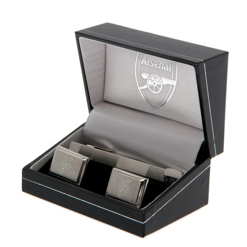 Arsenal FC Tie Slide & Cufflink Set, close-up detail