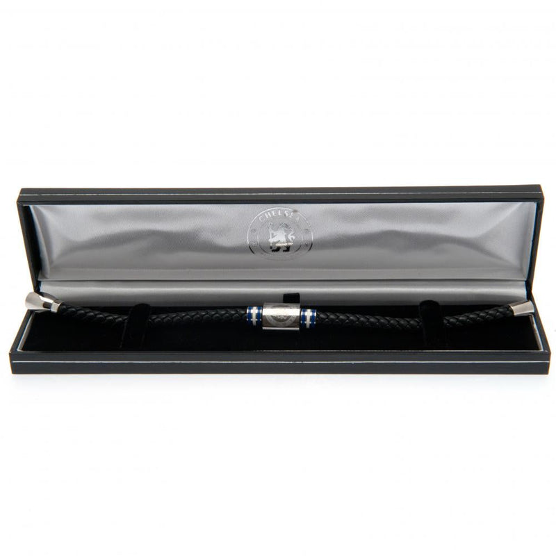 Chelsea FC Colour Ring Leather Bracelet, side angle