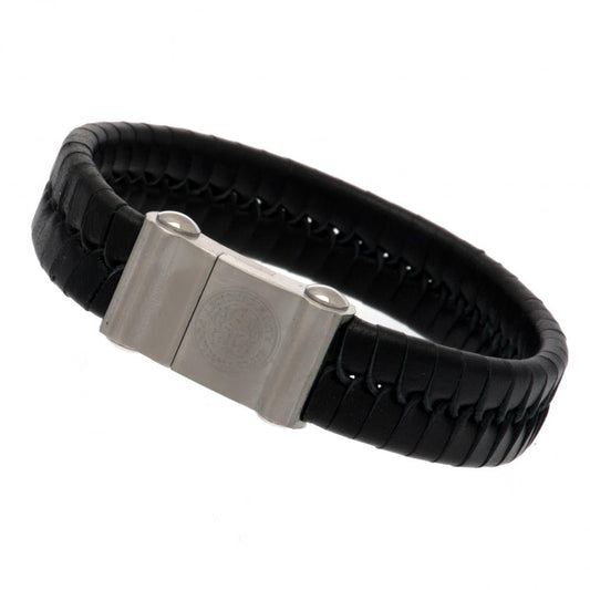 Leicester City FC Single Plait Leather Bracelet, alternate view