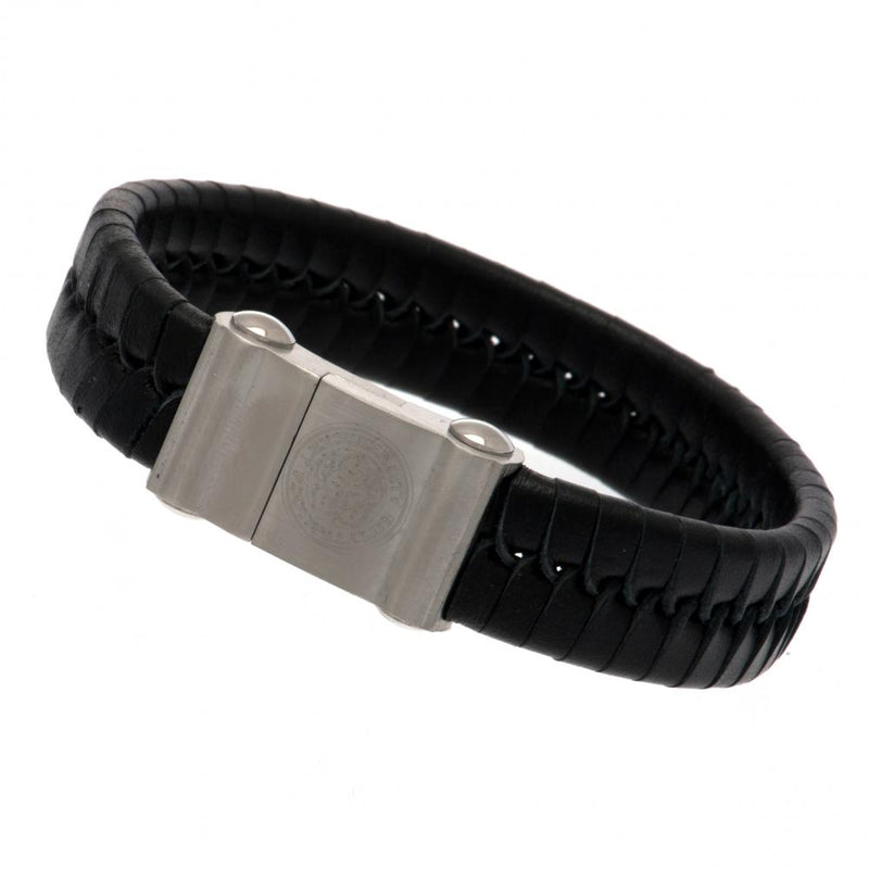 Leicester City FC Single Plait Leather Bracelet, alternate view