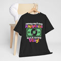 'Money can't buy happiness' Men's Vinyl T-Shirt, side angle