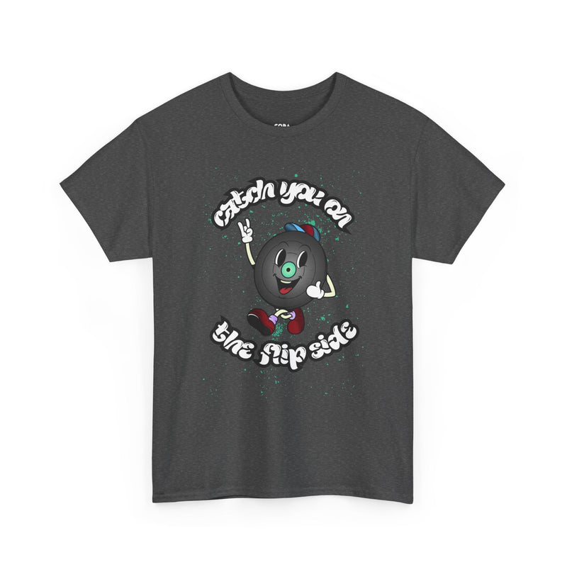 'Catch You On The Flip Side' Men's Vinyl T-Shirt, packaging shot