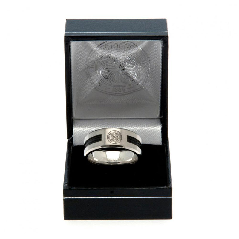Celtic FC Black Inlay Ring Medium, side angle