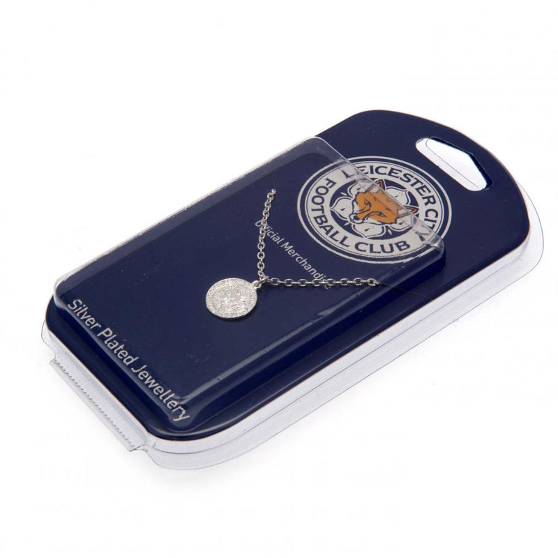 Leicester City FC Silver Plated Pendant & Chain, side angle