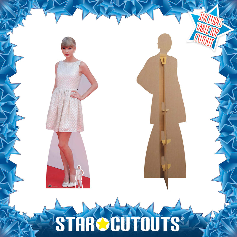 Taylor Swift (White Dress) Height 182cm Lifesize Cardboard Cut Out With Mini, close-up detail
