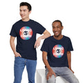 'Living at 33rpm' Men's Vinyl T-Shirt, in display