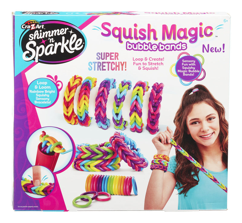 Shim N Spark Squish Magic Bubble Bands, in display