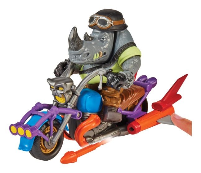 TMNT Mutant Mayhem Chopper Cycle With Rocksteady Figure