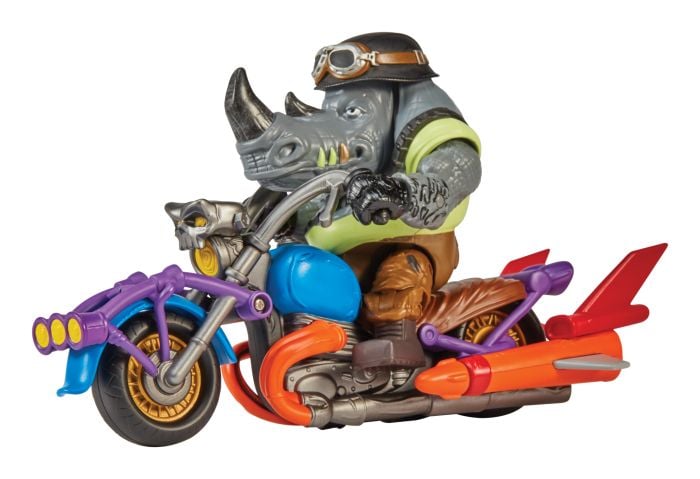 TMNT Mutant Mayhem Chopper Cycle With Rocksteady Figure