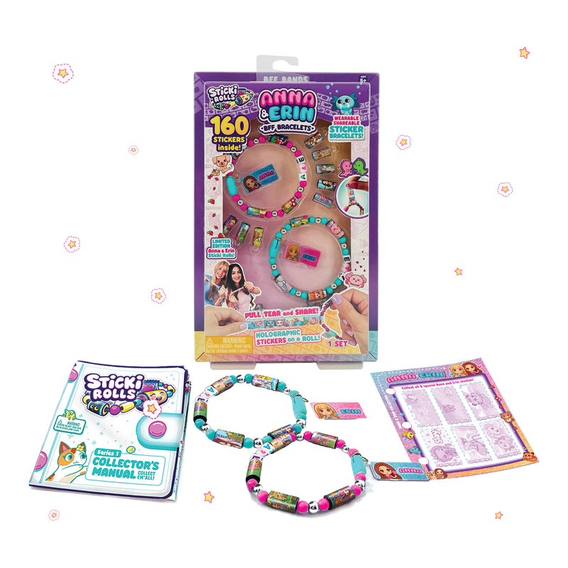 Sticki Rolls Anna & Erin BFF Pack Sticker Bracelets in use