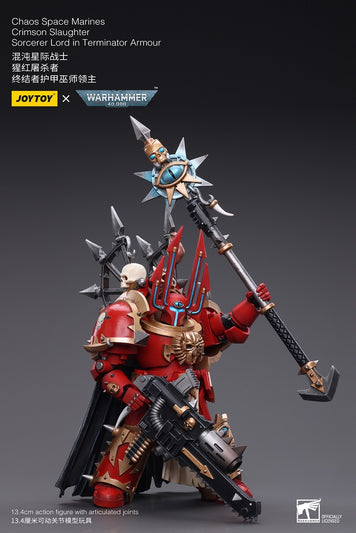 Warhammer 40K 1/18 Scale ChaosSpace Marines Crimson Slaughter Sorcerer Lord in Terminator Armour