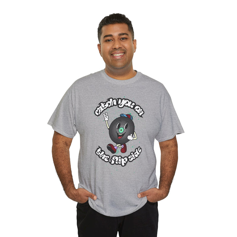 'Catch You On The Flip Side' Men's Vinyl T-Shirt, packaging shot