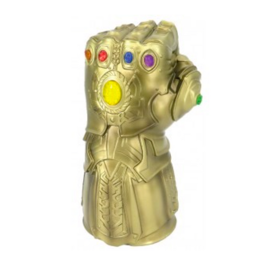 Marvel Infinity Gauntlet Gold Deluxe Bust Bank front view