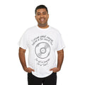 'I'm Not a Hoarder, I'm a Hero' Men's Vinyl T-Shirt, close-up detail