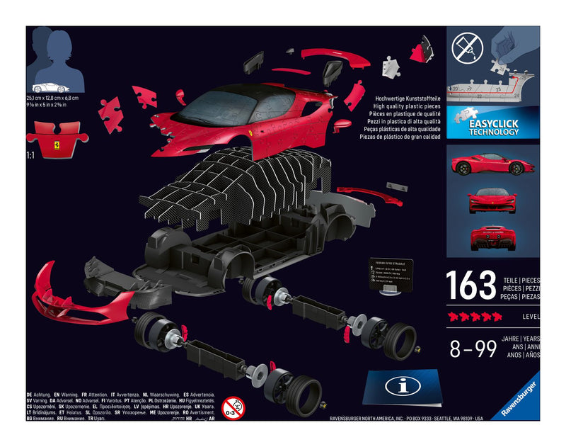 Ferrari Stradale 108 Piece 3D Puzzle, rear view
